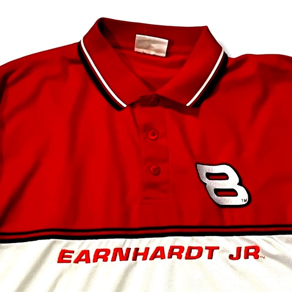 Vintage Y2K Chase NASCAR Polo Earnhardt JR Budweiser Embroidered Red White Large - Picture 3 of 8
